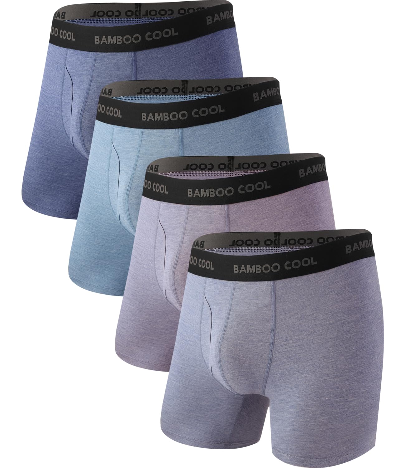 BAMBOO COOL Men’s Underwear boxer briefs Soft Comfortable Bamboo Viscose Underwear Trunks (4 Pack), Long Boxer Briefs