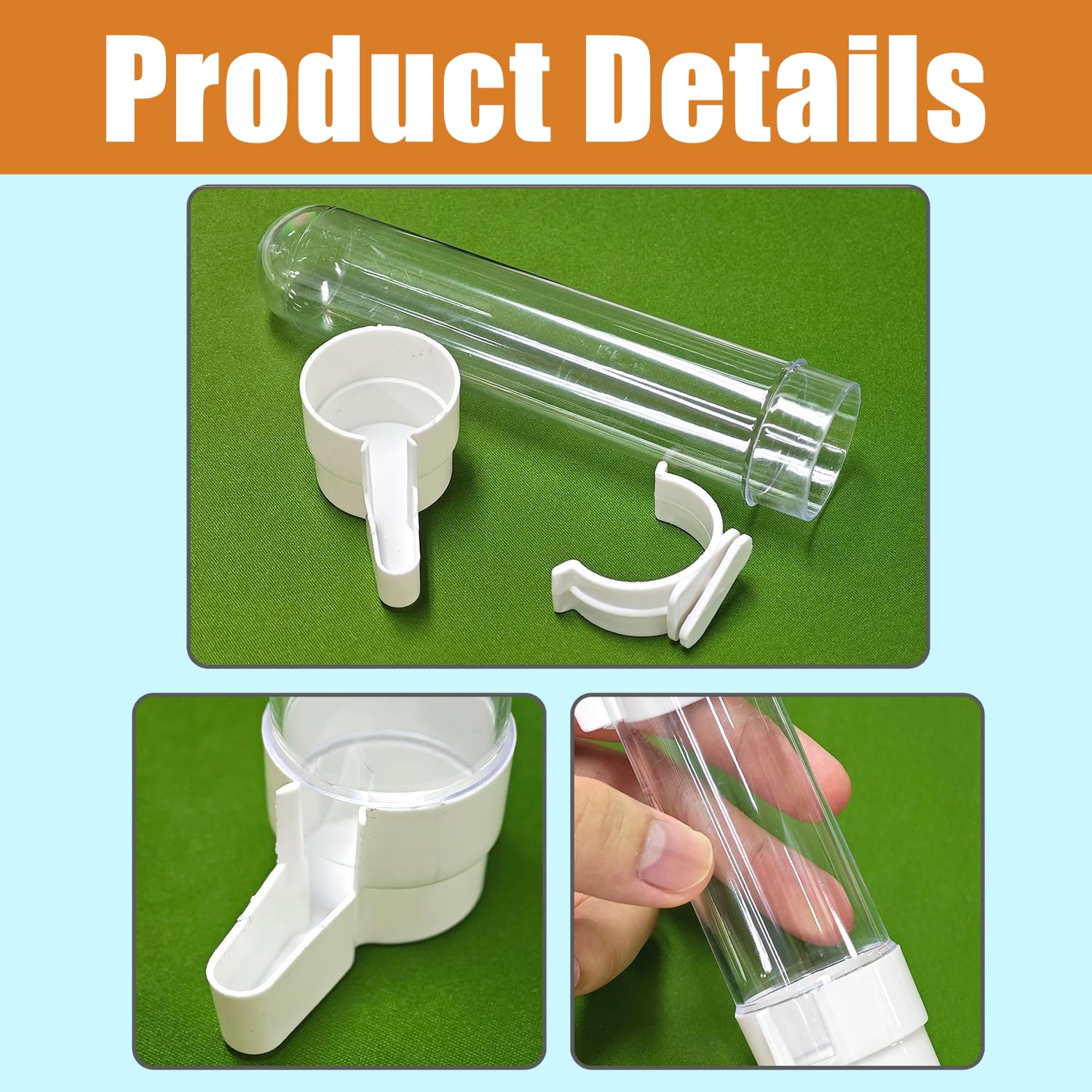 Abreuvoir Oiseaux,2 PCS Abreuvoir Oiseaux Automatique 120ml Distributeur d'eau Transparent pour Cage Perruche Perroquet avec Brosse de Nettoyage Mangeoire Eau Plastique pour Pigeons