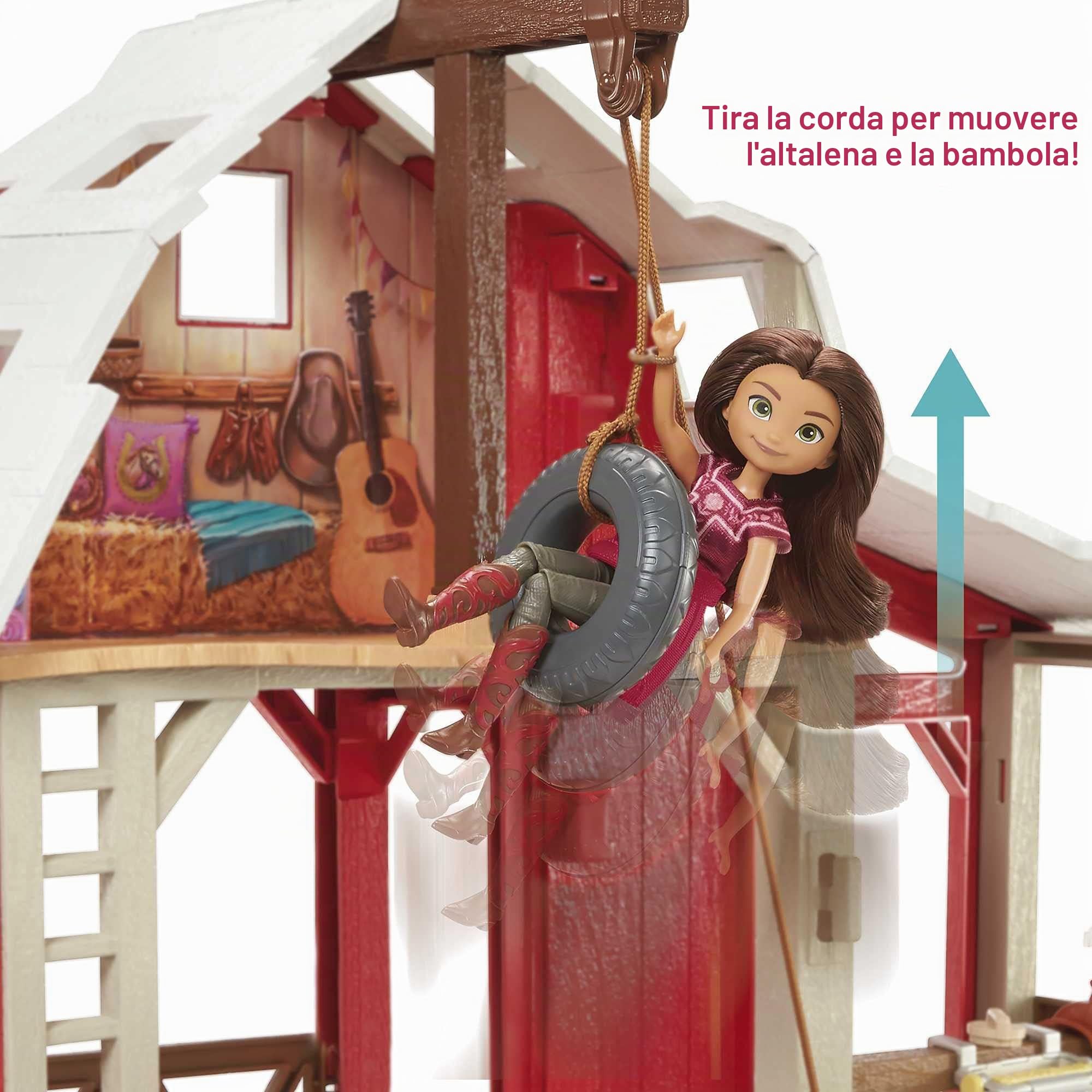 Spirit- Playset Stalla del Maneggio con Cavallo Spirit, Fienile, 3 Aree di Gioco e 10 Accessori, Giocattolo per Bambini 3+ Anni, HBP29