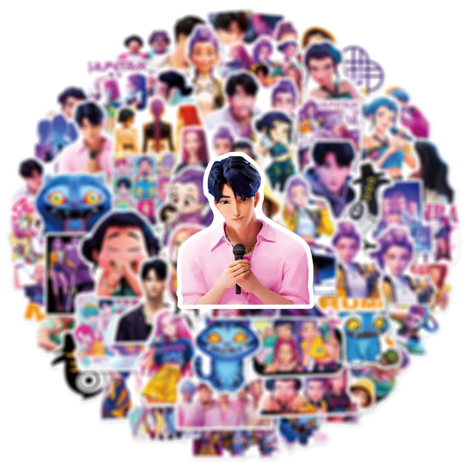 60Pcs Cute Demon Movie Hunters Stickers Cool Stickers, Vinyl Waterproof Character Sticker for Laptop, Guitar, Water Bottle, Birthday Gifts for Girls, Kids, Teens (60) — view 4