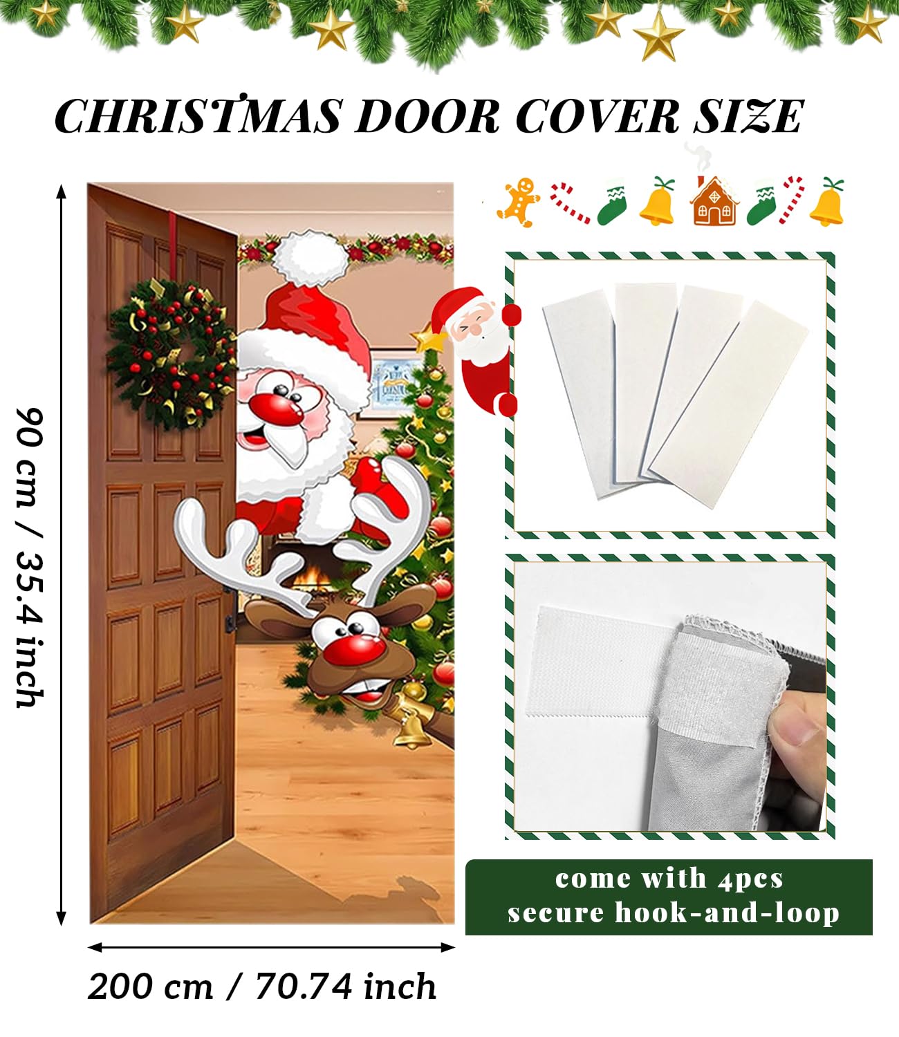 Chickwin Couverture De Porte De Noël Décoration Rouge Noel