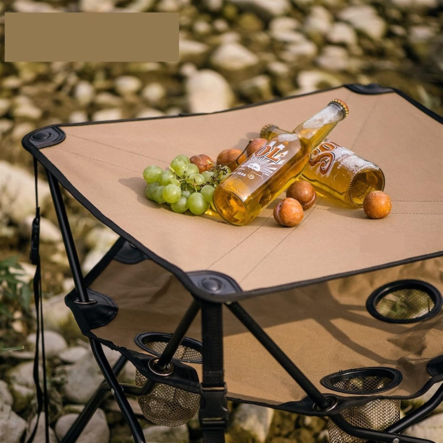 Camp Table Outdoor Ultralight Folding Table Oxford Cloth 2 Layer Picnic Table with Mesh Bag Camping Travel Wear Resistant Table