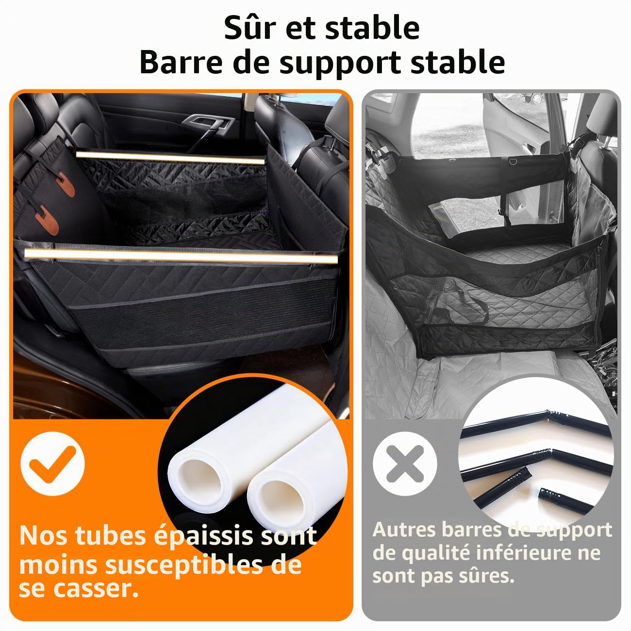 GGW Siège Auto Banquette arrière Gros Chiens 30kg avec Sangle Gris L | lavable en machine, fond antidérapant, matelas imperméable, rallonge incluse, plaque rigide autour, installation facile