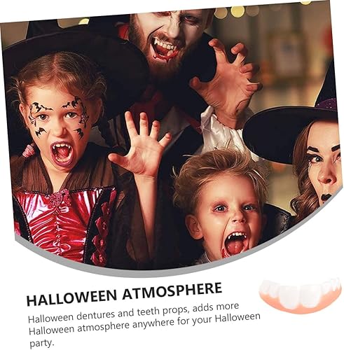 Miniatura 8 de NOLITOY Dentaduras postizas de Halloween, dientes de zombi, disfraz de vampiro, dientes falsos, divertidos dientes de Halloween, cosplay, dentaduras