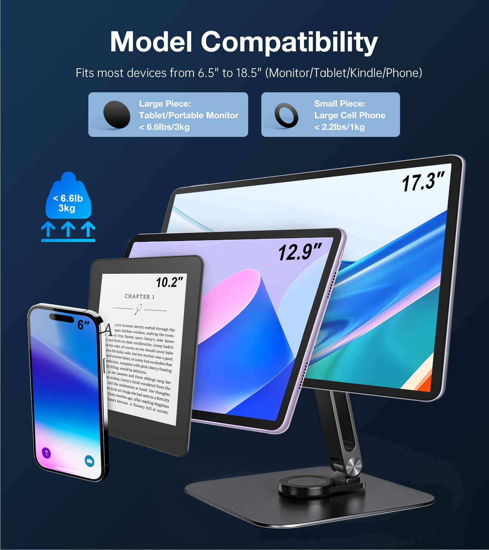 Golday Soporte magnético para iPhone/iPad/monitor compatible máximo con brazo de aleación de aluminio de 18 pulgadas, soporte ajustable para tableta, adecuado para tu hogar, oficina, aula, espacio