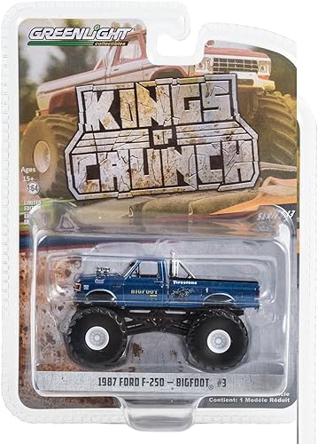 Miniatura 2 de 1987 F-250 Monster Truck Blue Metallic Bigfoot #3" "Kings of Crunch Series 13 1/64 Modelo de automóvil fundido a presión por Greenlight 49130D