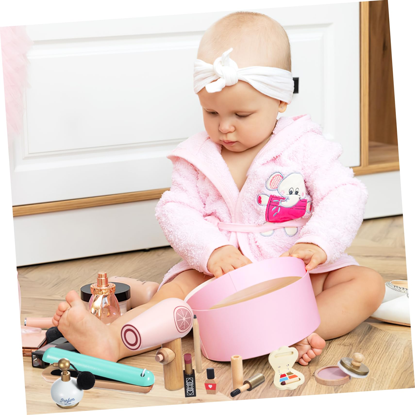 Holz Schminkspielzeug Satz für Kinder, 1 Satz Spielzeug Make Up | Rollenspiel Zubehör für Mädchen, Sichere Nutzung, Feine Verarbeitung, Geeignet für Spielzeit und Feiertage