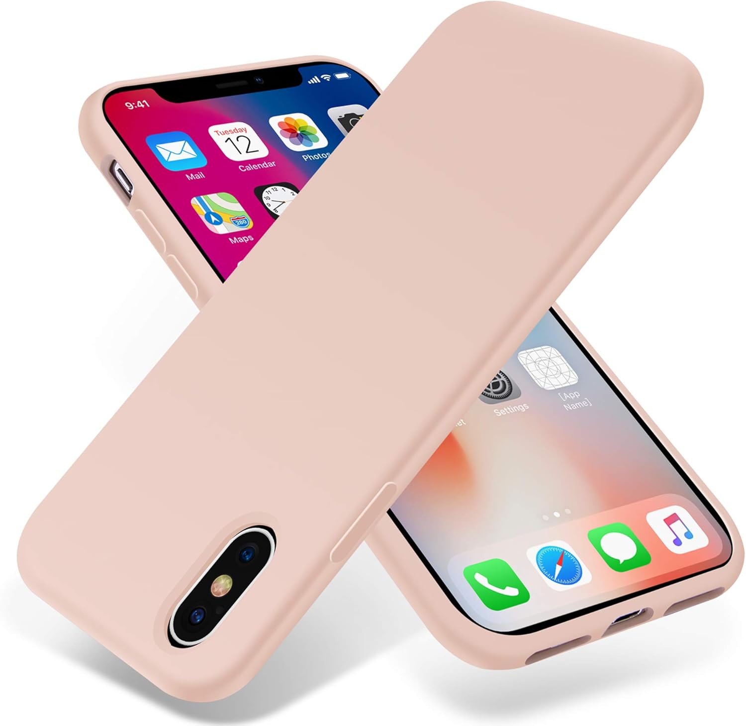 Product image of OTOFLY Compatible with iPhone Xs Case/iPhone X Case,Ultra Slim Fit iPhone Case Liquid Silicone Gel Cover with Full Body Protection Anti-Scratch Shockproof Case, Pink