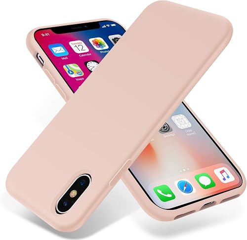 OTOFLY Compatible with iPhone Xs Case/iPhone X Case,Ultra Slim Fit iPhone Case Liquid Silicone Gel Cover with Full Body Protection Anti-Scratch Shockproof Case, Pink