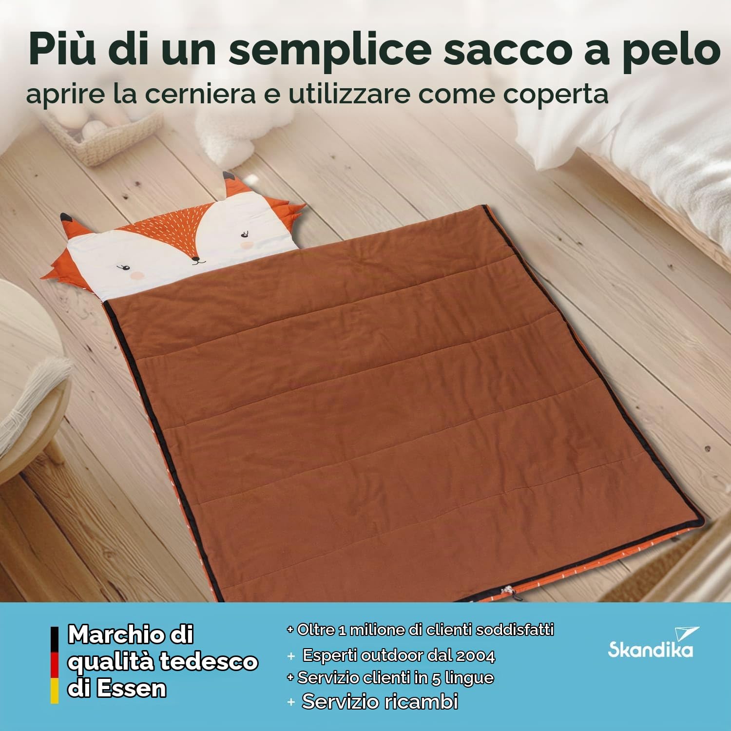 Skandika Sacco a pelo per bambini Soti | fino a 150 cm, in cotone, lavabile in lavatrice, con morbido cuscino