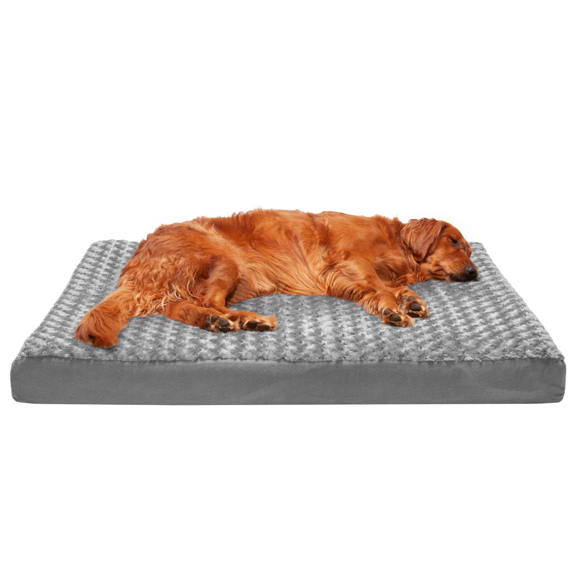 (missing cover) Furhaven Ultra Plush Curly Faux Fur & Suede Mattress Memory Foam Dog Bed - Gray, Jumbo (X-Large)