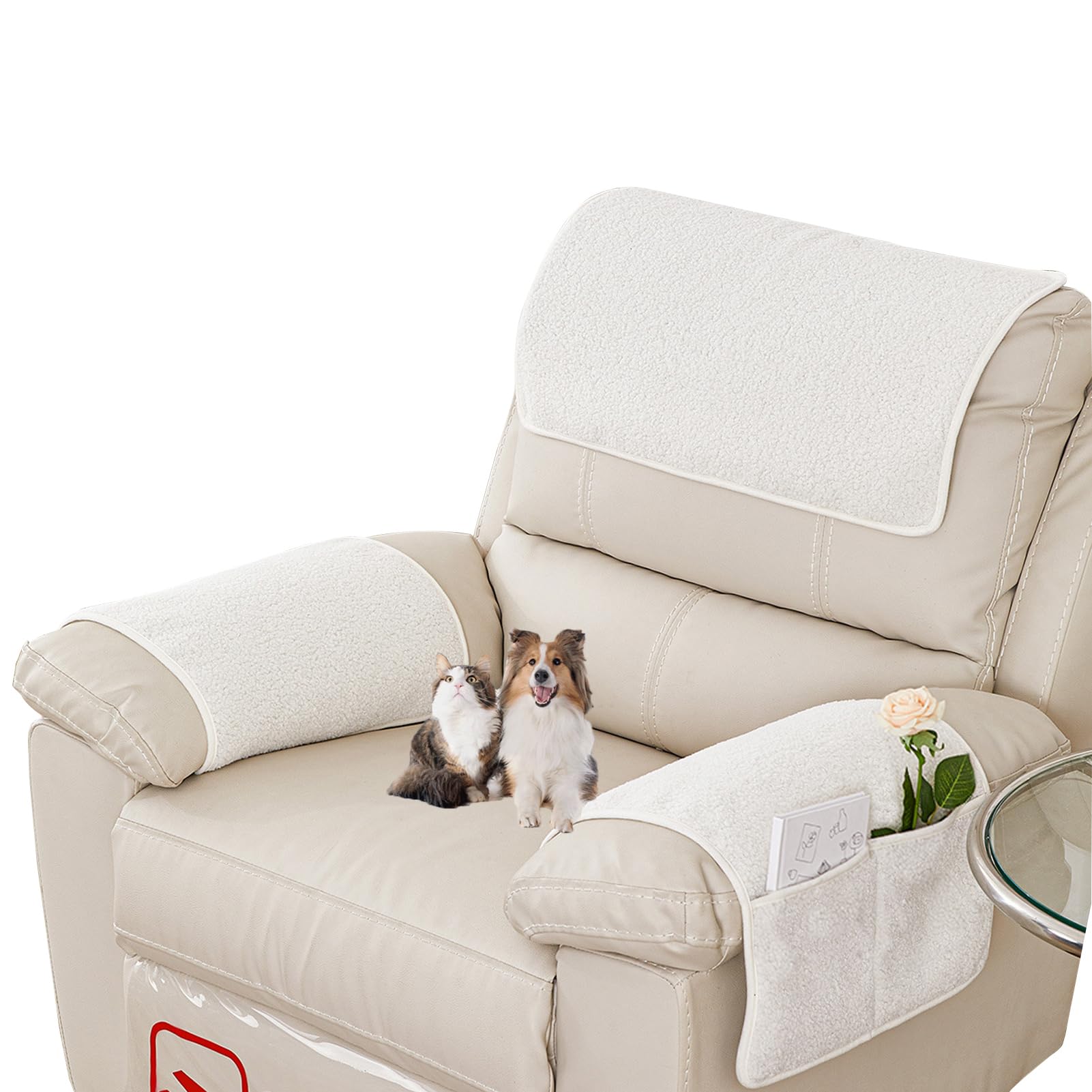 Armrest Covers - Arm Chair Covers Set of 3 Recliner Chair Covers, With pockets Stretch Arm Rest Cover Non-Slip Armchair Protector Cover for Tv