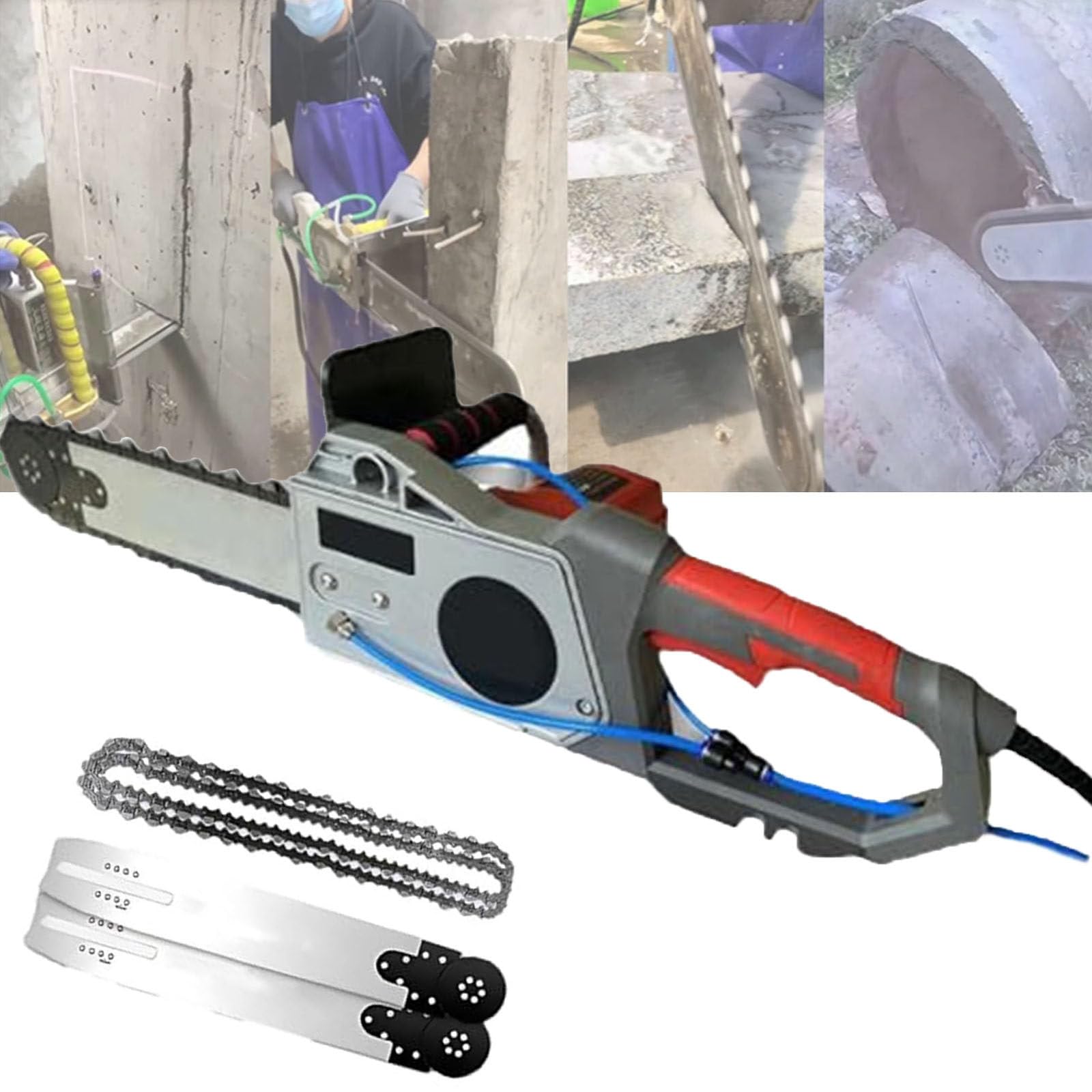 SENJINGHUA 5800 W/6500 W Concrete Chain Saw with Water-Fed Dust Suppression, Handheld Chain Saw Wall Cutter, Electric Diamond Chain Wall Cutter, for Granite, Concrete, Depth 48 cm,480