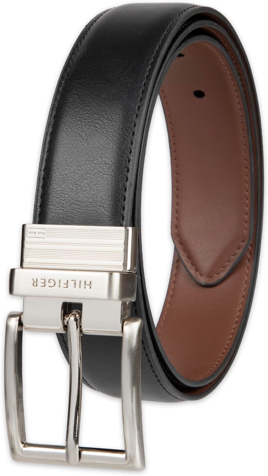 Men's Reversible Leather Belt, 2‑in‑1 Design for Dress Or Casual Wear