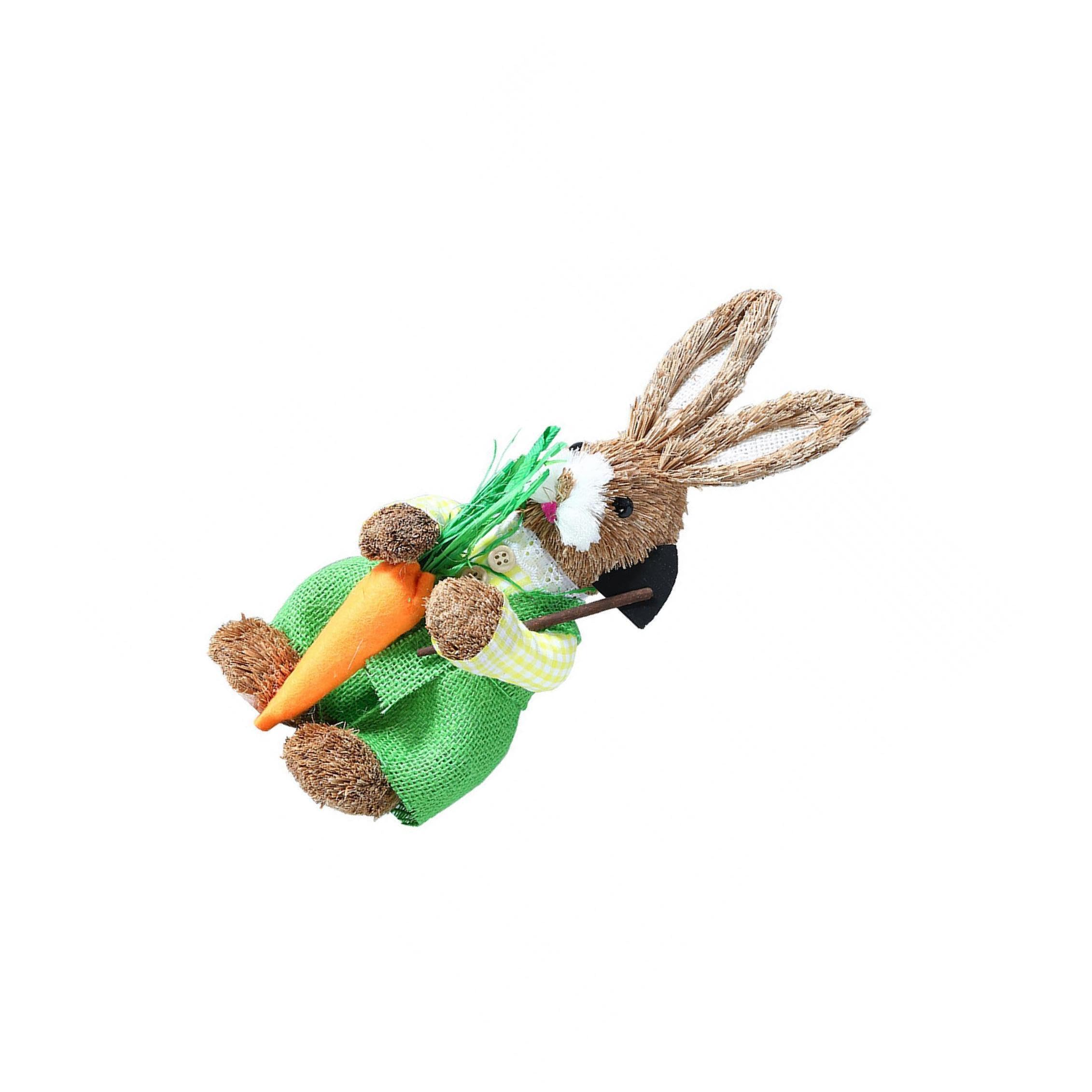 PIXZCSA Easter Rabbit Handmade Straw Bunny Figurine Cute Lifelike Rabbit Centerpiece Decoration Foam And Cloth