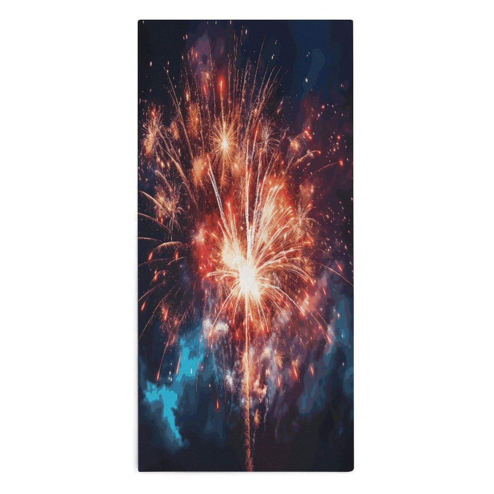 Fodpand Style Explosion Firework Microfiber Towels, Decorative Bath Towel Soft & Lightweight, Hand Towels Multipurpose Use For Bathroom, Pool, Gym, Spa, And Hotel Use