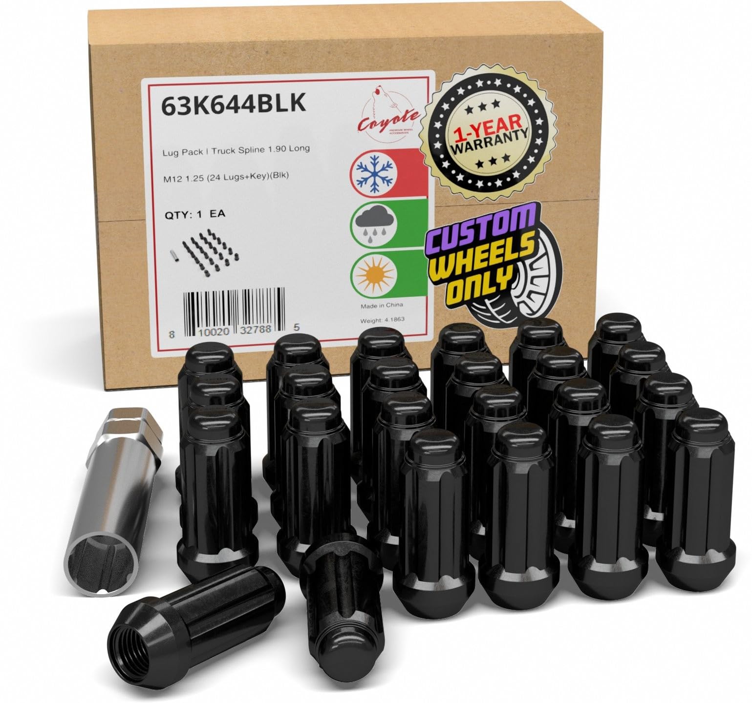 Wheel Accessories Parts 24 Pcs M12x1.25 12x1.25 Thread Truck 2.00