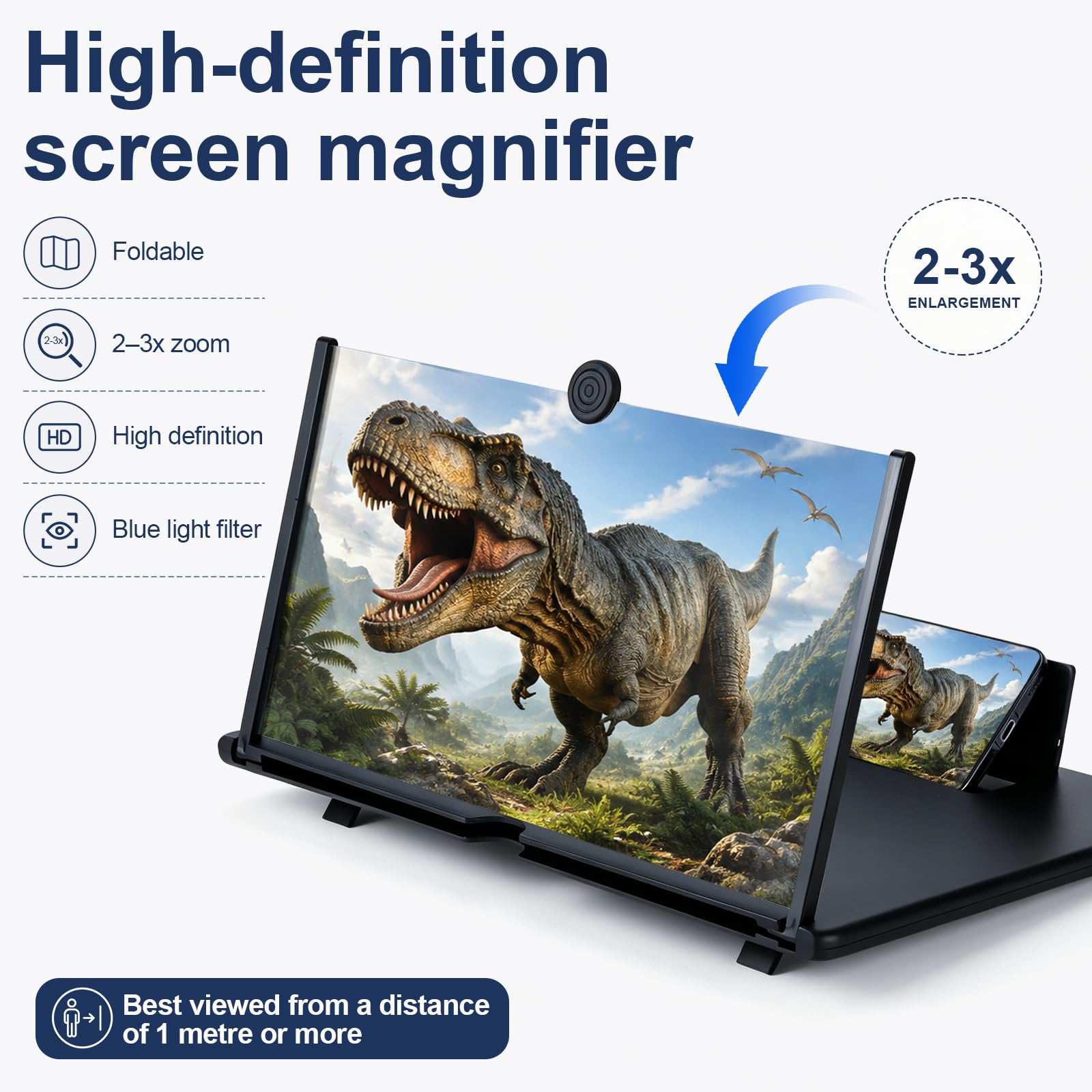 Amplificador de Pantalla para Movil, HD Lupa para móvil, 3D Pantalla Aumento movil, Plegable, para Todos los Smartphones, para Ver Partidos de fútbol, Películas y Videos(16 Pulgadas)