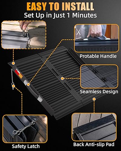 Vista 27 de VNN Rampa portátil para silla de ruedas de 3 pies, rampas de umbral de puerta de aluminio antideslizantes para sillas de ruedas para el hogar