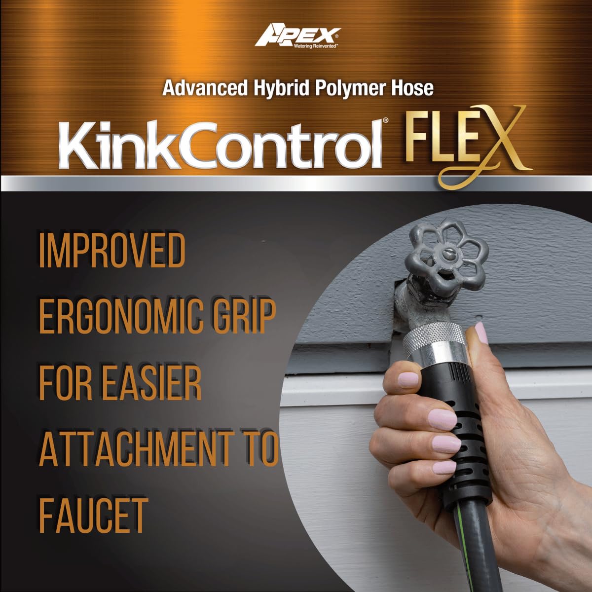 Teknor Apex 5102-100 - Manguera de jardín flexible con control de torceduras, color gris