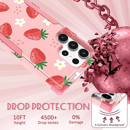 Miniatura 3 de Funda para Samsung Galaxy S22 Ultra - Funda de teléfono para mujer, diseño único y estético, para adolescentes, diseño kawaii fresa, resistente,
