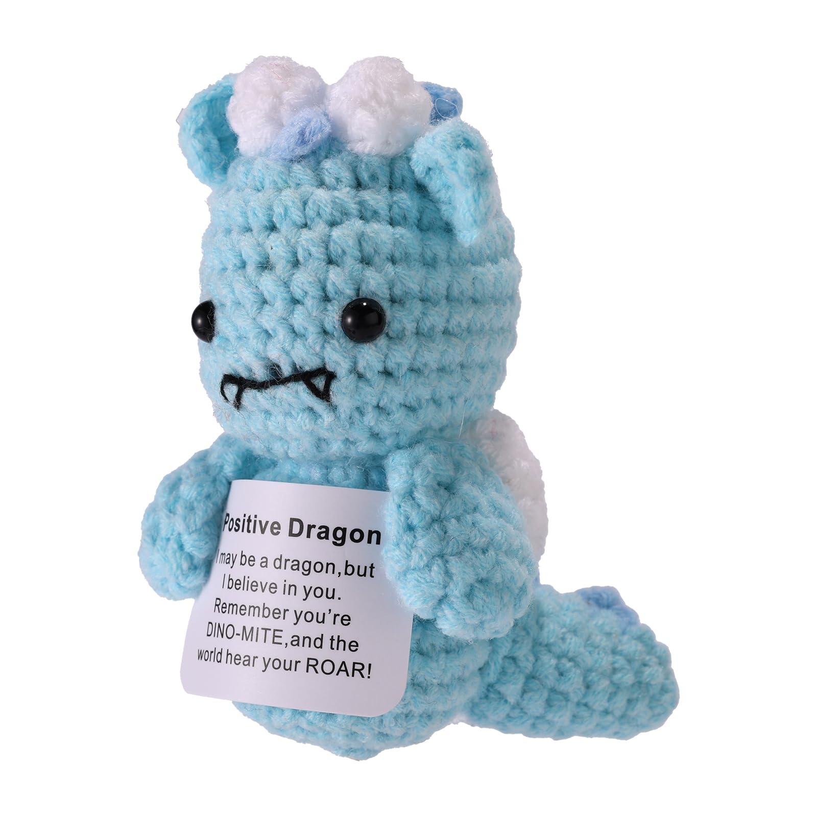 TOYMIS Crochet Dragon, 4.3in Funny Handmade Encourage Support Doll Cute Positive Motivational Dragon Knitted Animal with Inspirational Card Emotional
