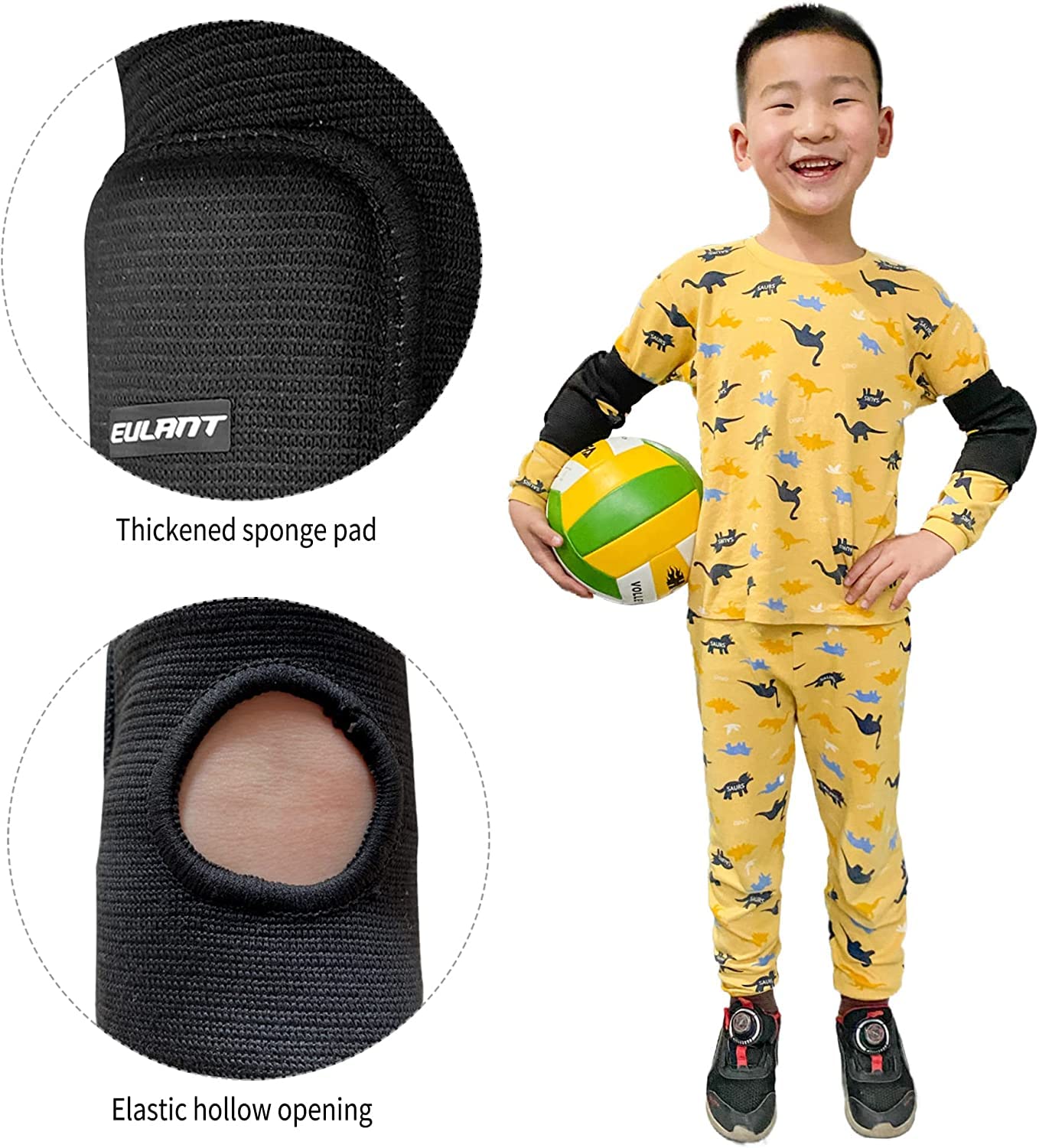 EULANT Souples Protection Coude, Elastique Coudières Sport pour Danse Roller Patin Velo Basket Volley Trotinette Skateboard Freestyle Football Lutte Breakdance Scooter Patinage