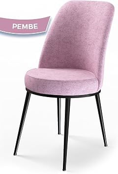Concept Dexa Serisi Pembe Mutfak Sandalyesi, Siyah Metal Ayaklar, 45x42 cm Oturum Alan