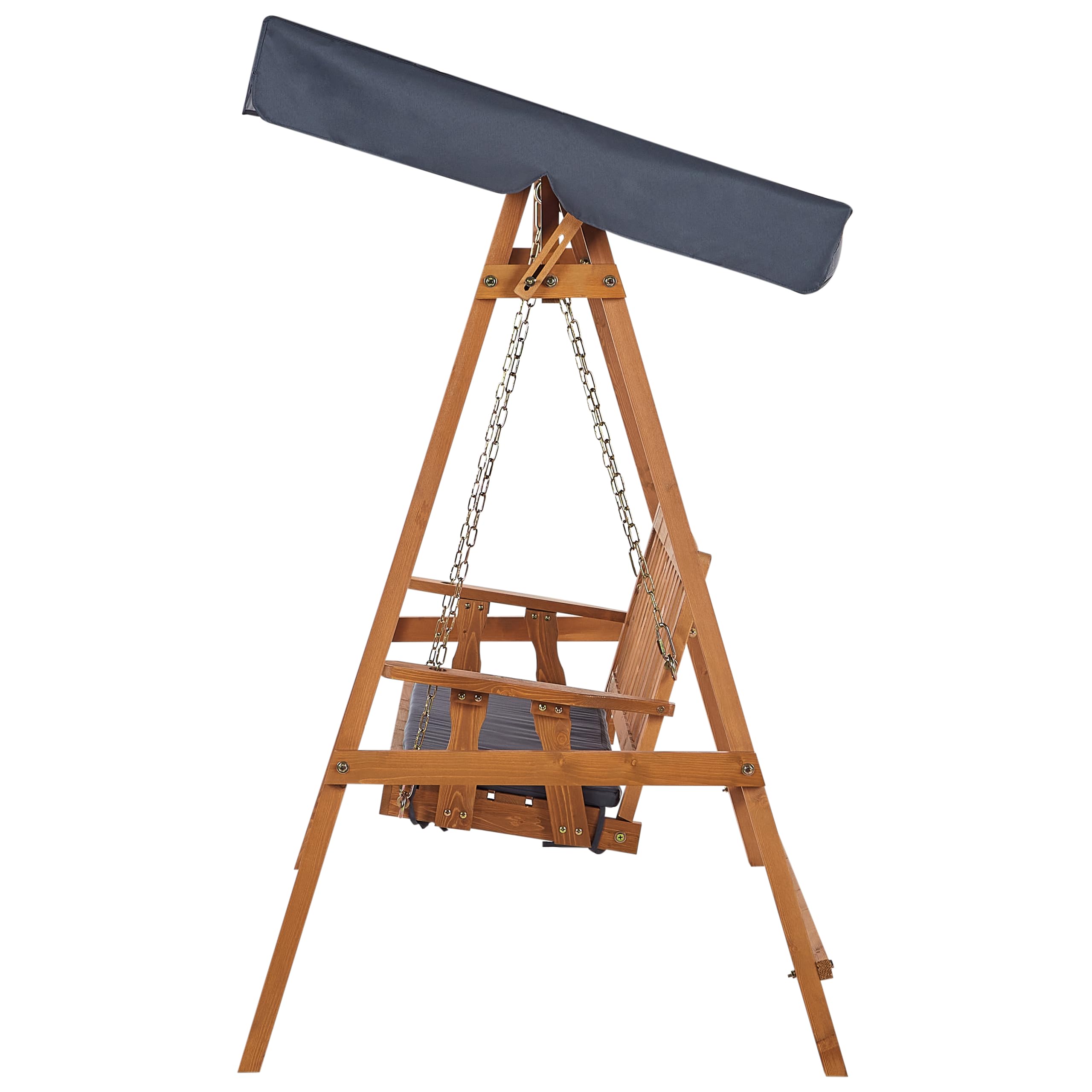 Balancelle d'Extérieur Moderne en Bois d'Epicéa avec Auvent Gris Foncé Fibbialla