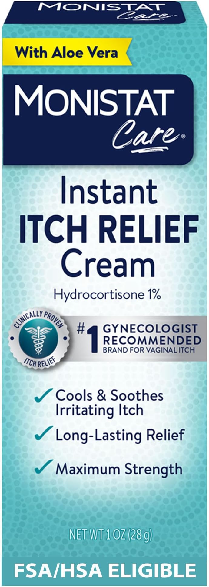 Monistat Instant Itch Relief Cream for Women, Fragrance-Free Formula with Aloe Vera Soothes and Cools Vaginal Itch, 1 Oz