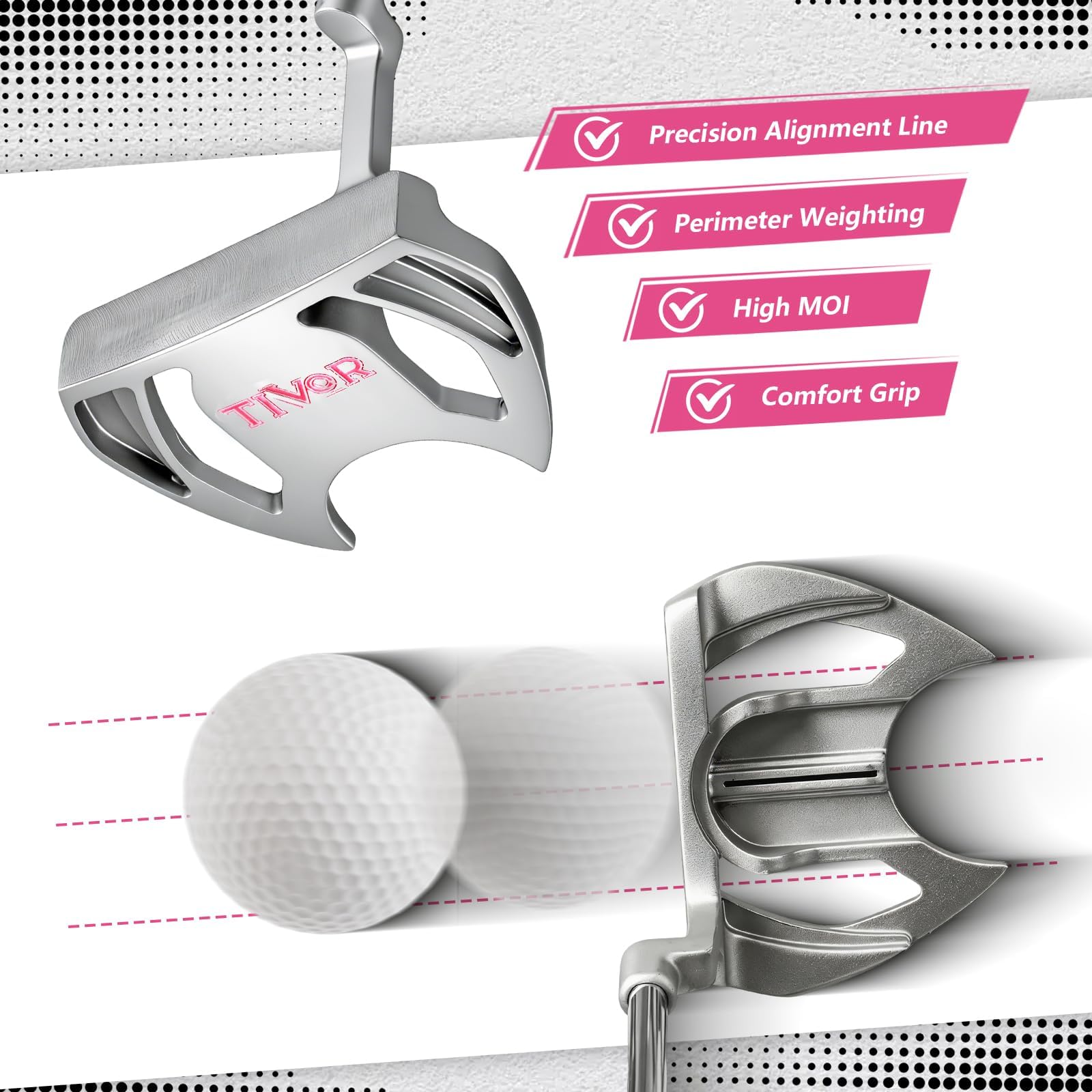 Golf Clubs Set Complete 14-Piece with Driver Fairway Hybrid Irons Putter Stand Bag & 3 Headcovers for Women Men Right Left Handed - Beginner Golf Sets Pink Black - 5