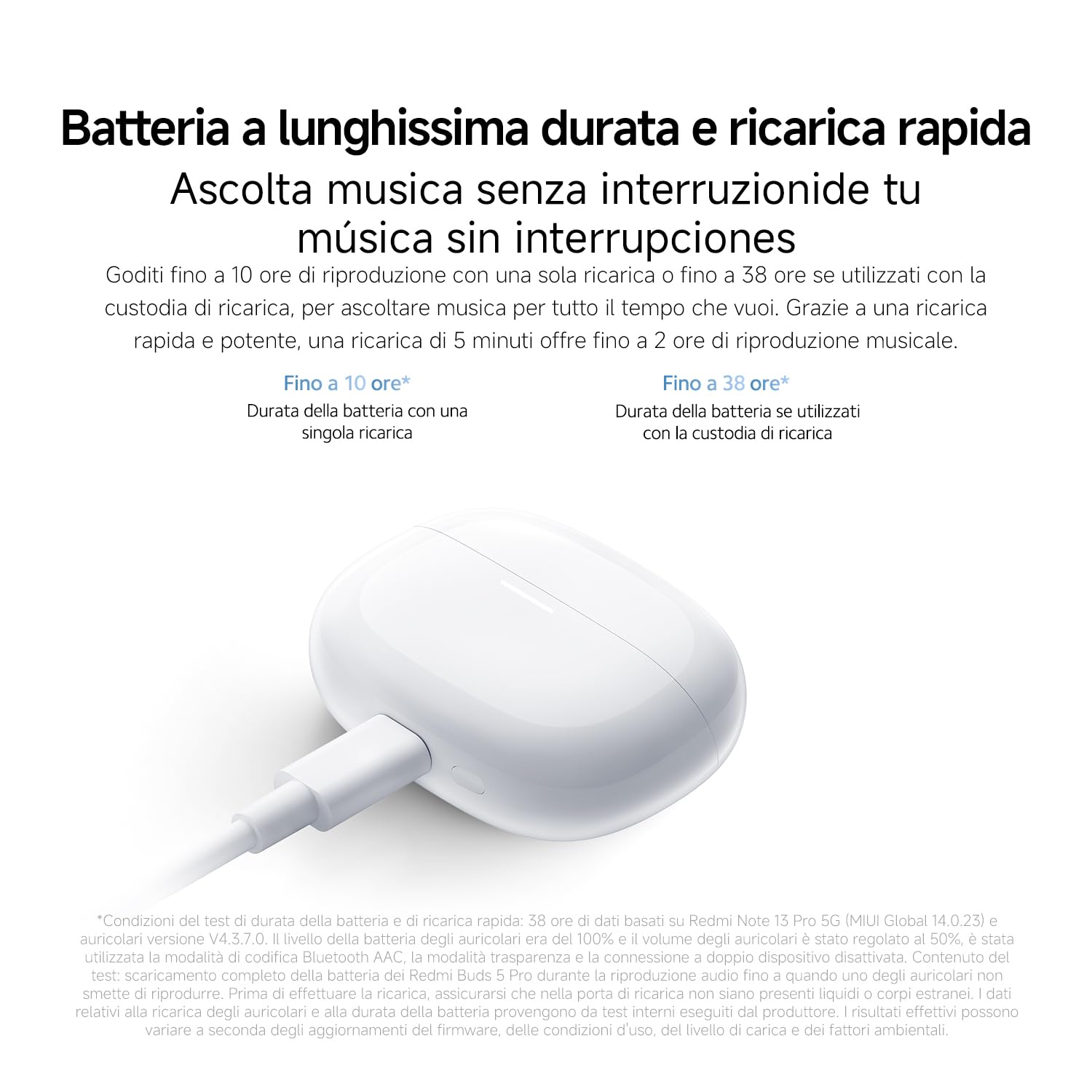 XIAOMI Redmi Buds 5 Pro, cuffie con riduzione del rumore, fino a 38 ore di autonomia, Suono spaziale immersivo, Nuovo Design, Nero | Driver coassiali duali personalizzati, Hi-Res Audio e LDAC, ANC 55dB, IP54
