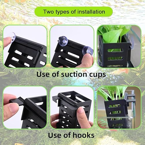 Miniatura 6 de Soporte colgante mejorado para plantas de acuario, 2 soportes de plástico para plantas acuáticas con ganchos y ventosas para decoración de plantas