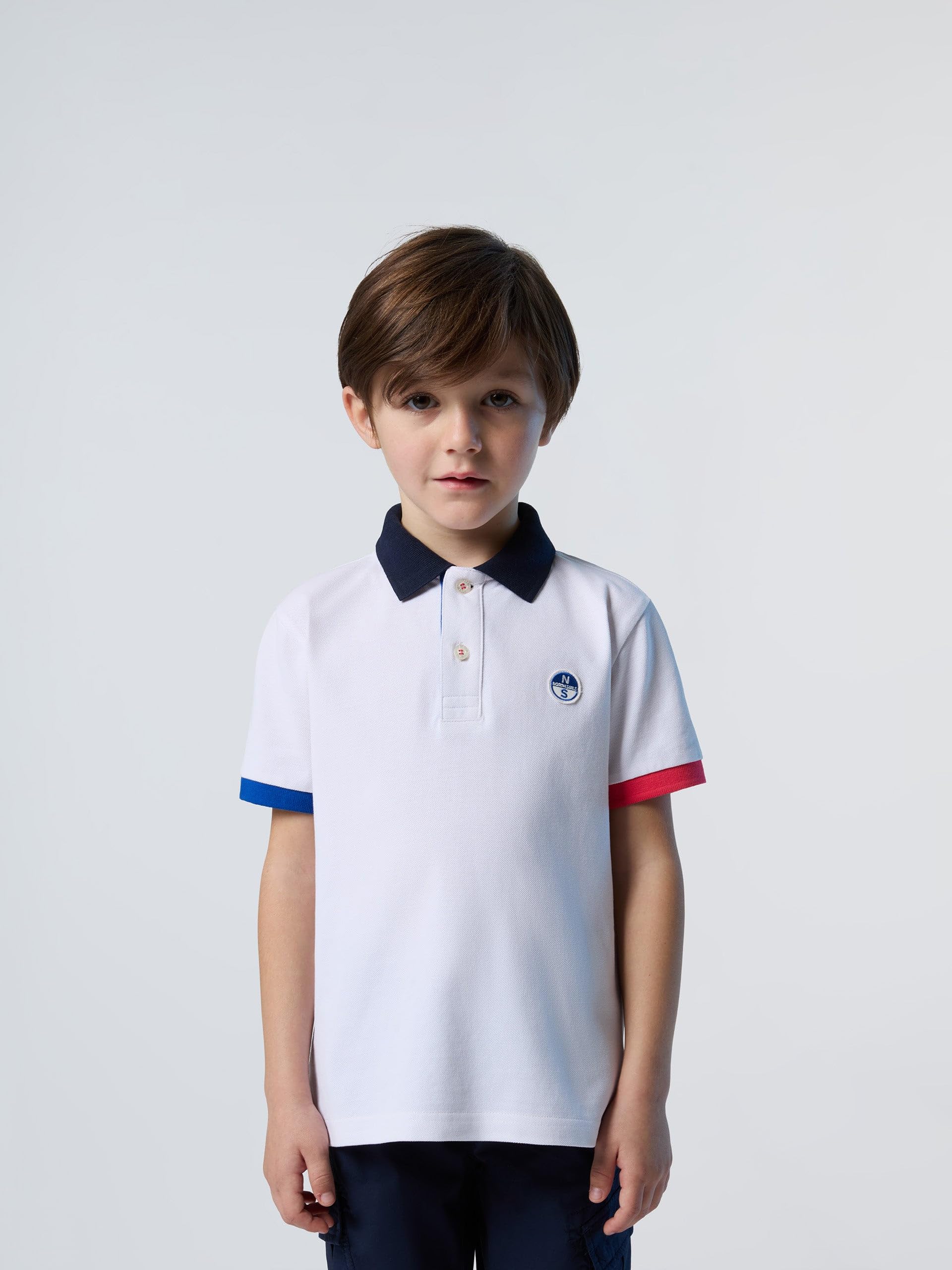 NORTH SAILS Polo Bambino in piqué di Cotone Organico con Dettagli a Contrasto