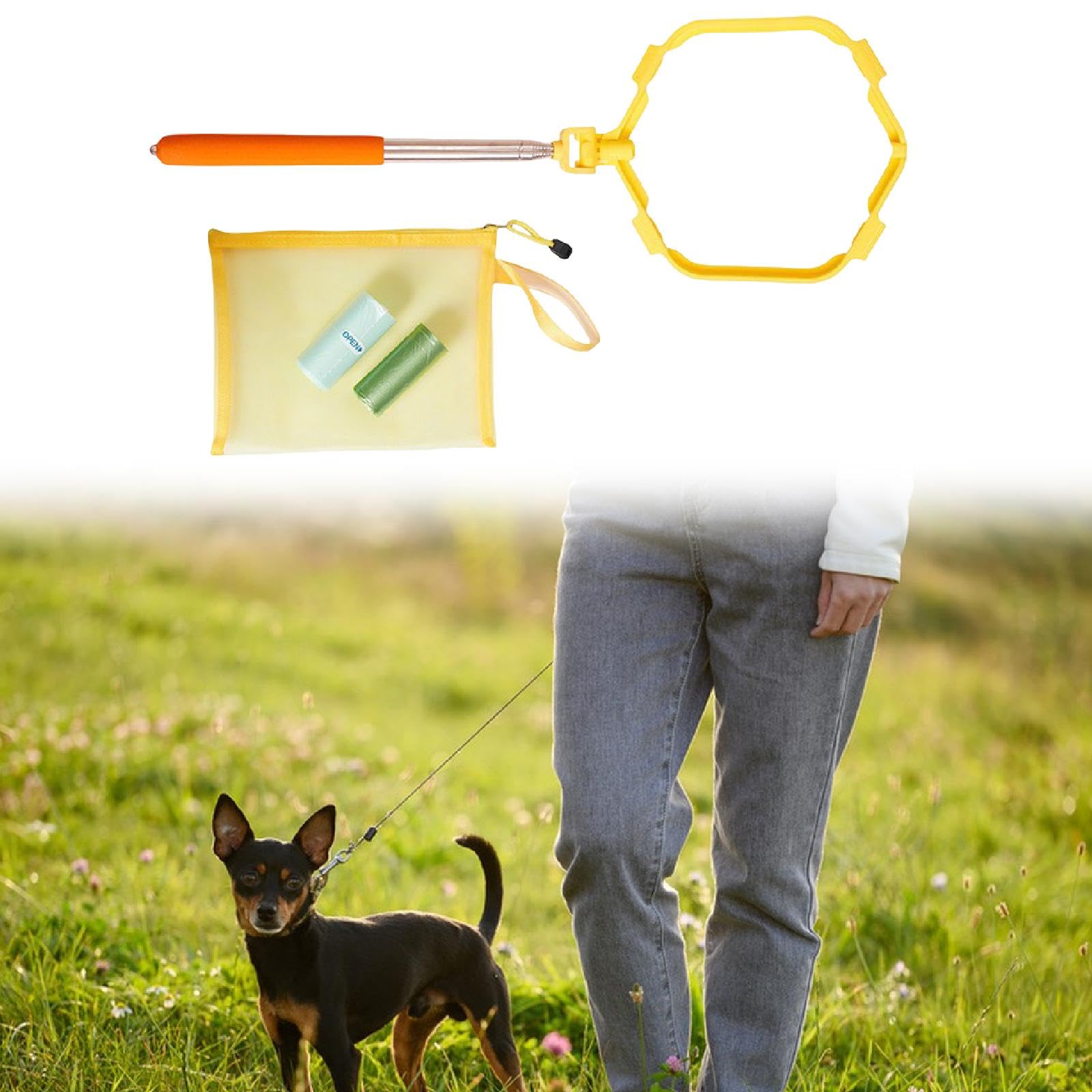 2 Rotoli Raccogli-Escrementi di Cane con Manico Pieghevole, Paletta Portatile per Escrementi di Cane E Sacchetto per Riporre Escrementi, Realizzat