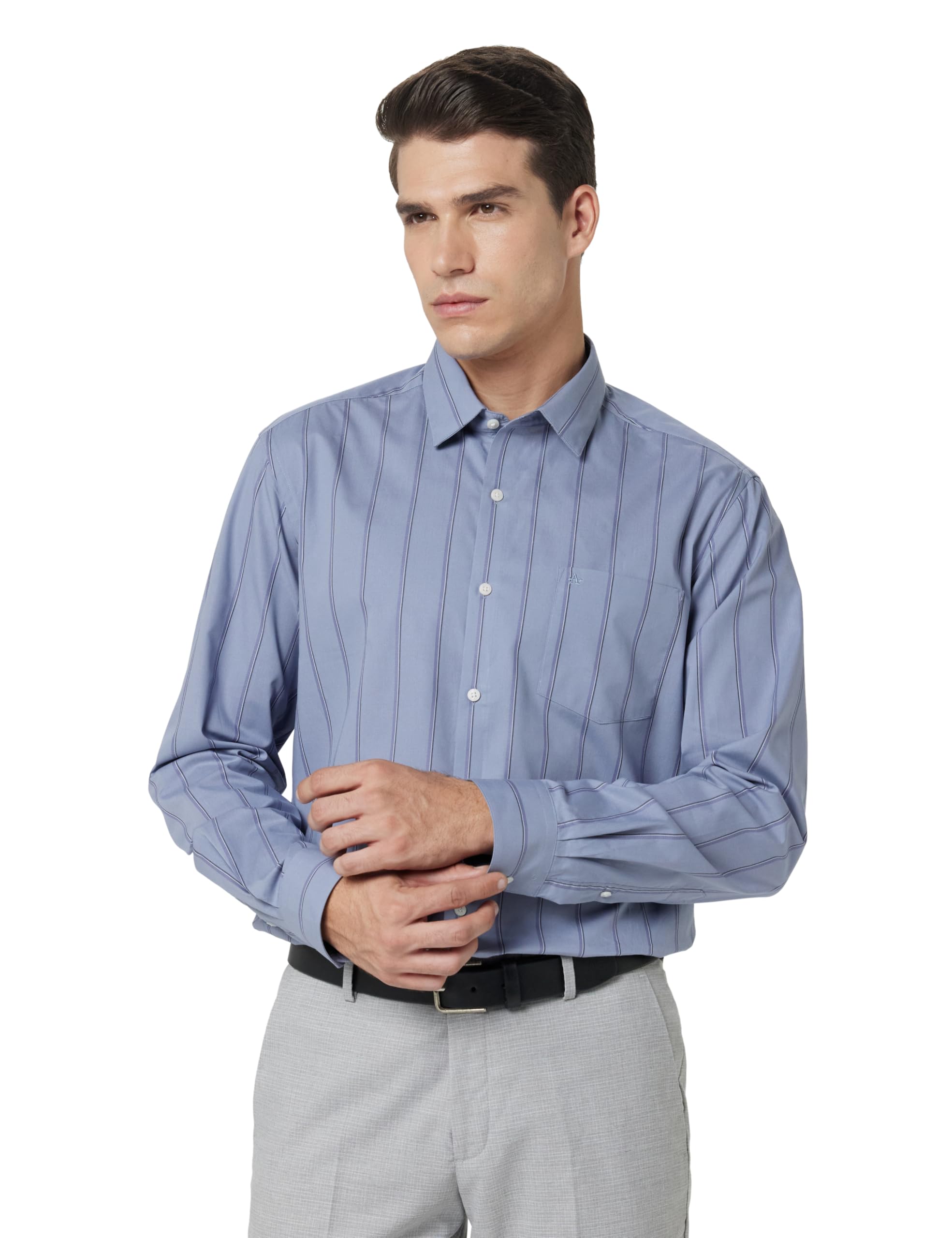 arrow Men Slim fit Cotton Striped Long Sleeves Semi-Cutaway Collar Shirt-picture-33