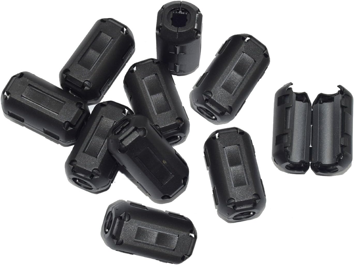 [Pack of 10] Clip-on Ferrite Core Ring Bead Anti-Interference High-Frequency Filter RFI EMI Noise Suppressor Cable Clip (13mm Inner Diameter)