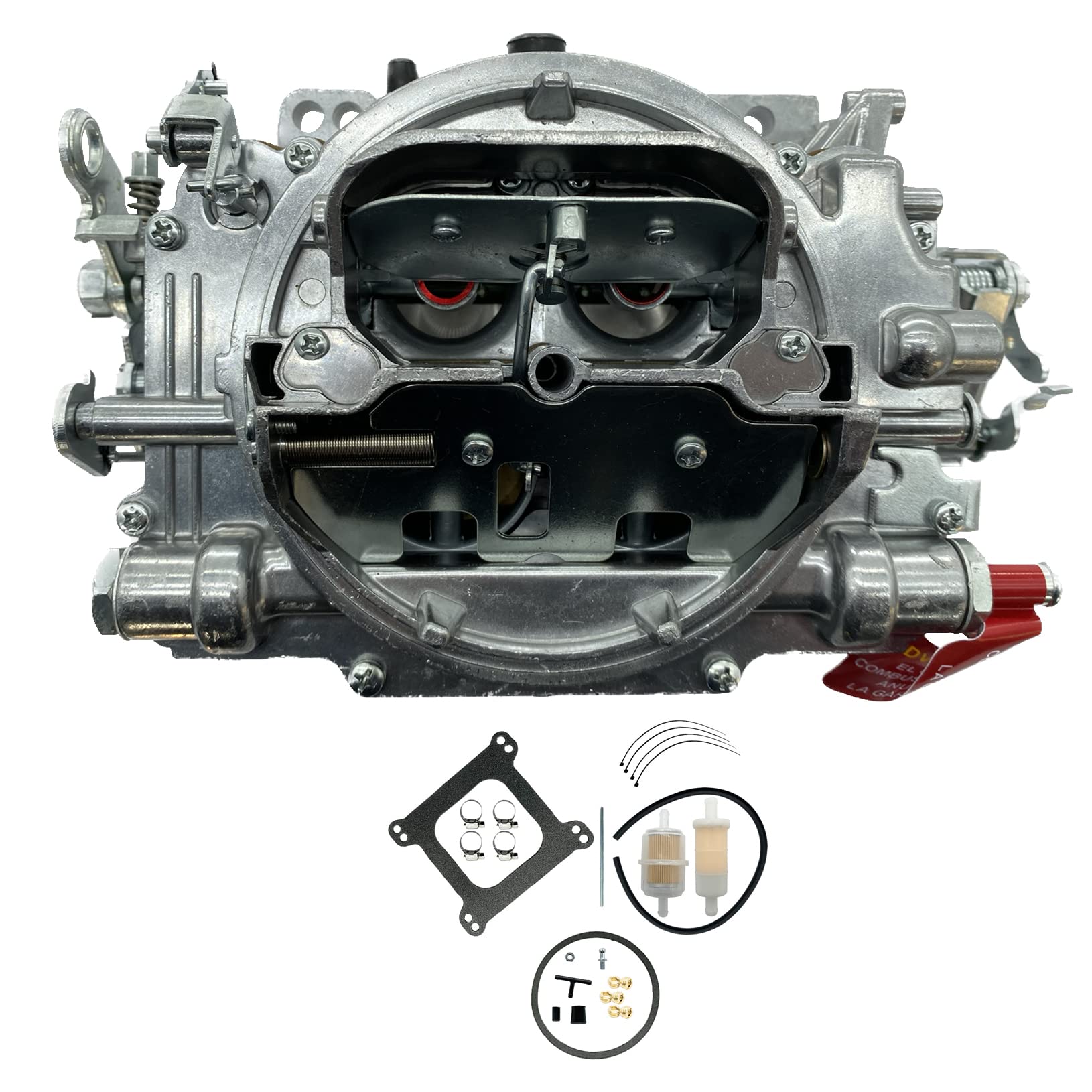 1905 4 Barrel Carburetor Replacement for AVS2 Series 650 CFM Carburetor Annular Booster Satin Finish Square bore(Manual Choke)
