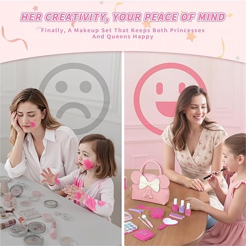 Miniatura 5 de Kit de maquillaje real para niñas  21 piezas de juguetes de maquillaje no tóxicos con monedero inicial  Regalos de cumpleaños personalizados para