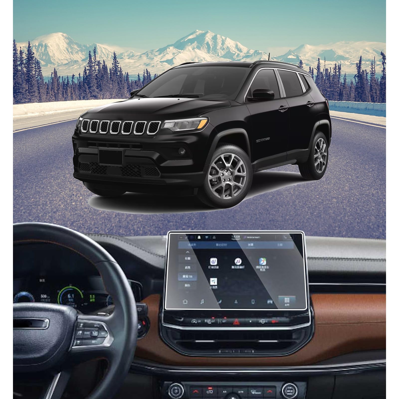PZSWUXIE Screen Protector for 2022 2023 2024 2025 Jeep Compass Altitude/Limited/Red/Traihawk/High Altitude 10.1 Inch Tempered Glass Protective Film