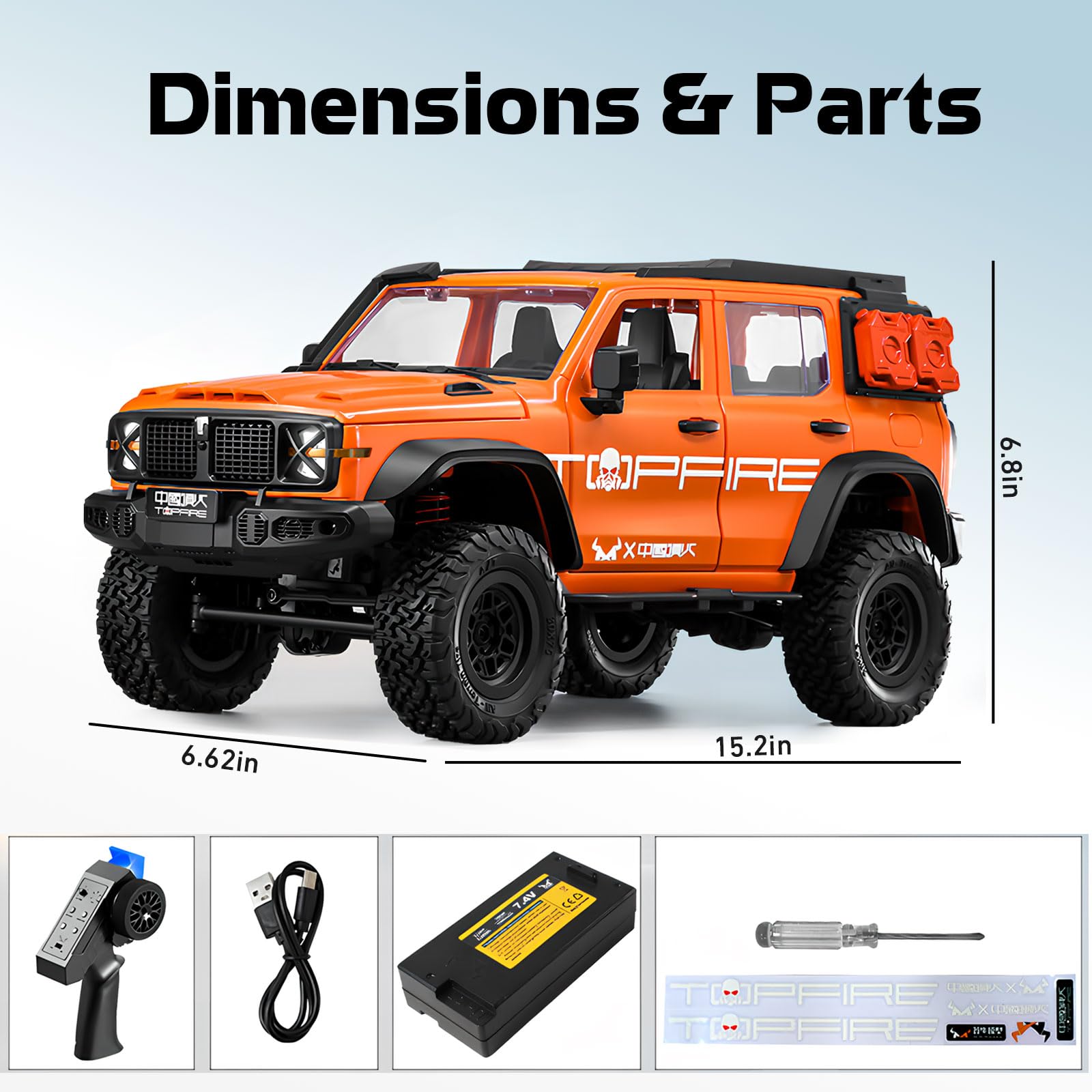 ARRIS 1/12 RC Crawler, MN-300 Off-Road Truck, 4x4 RC Rock Crawler (arancione)