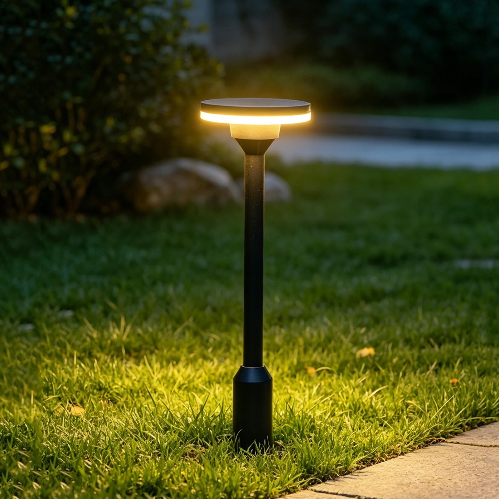 SDUYTDG ﻿Outdoor Path Lighting Fixture Modern Black Pathway Walkway Light Waterproof Yard Landscape Lighting 3000K LED Bollard Lamp Lawn Floor Lamp Garden Sidewalk Patio Backyard Post Lantern