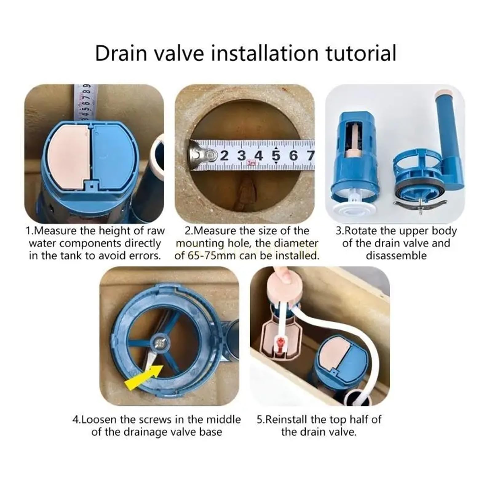 Fluxómetro manual para inodoro Válvulas De Entrada Drenaje Inodoro Juego Botón Descarga Dividido Accesorios For Tanque Agua(24cm)