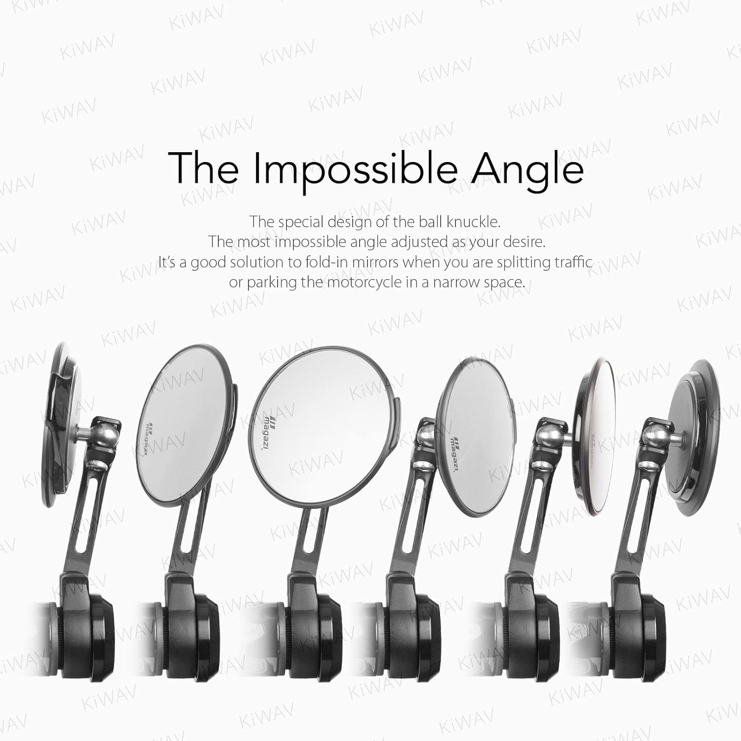 KiWAV Aura Black Round Rear View Bar End Mirrors Minimal Series Universal Fit Ebikes Bicycles with 7/8 Inch Hollow-ended Handlebar Sold as Pair