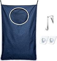 Vista 13 de KEEPJOY Paquete de 2 bolsas de lavandería colgantes que ahorran espacio, cestas de lavandería para puerta con 2 tipos diferentes de ganchos, bolsa