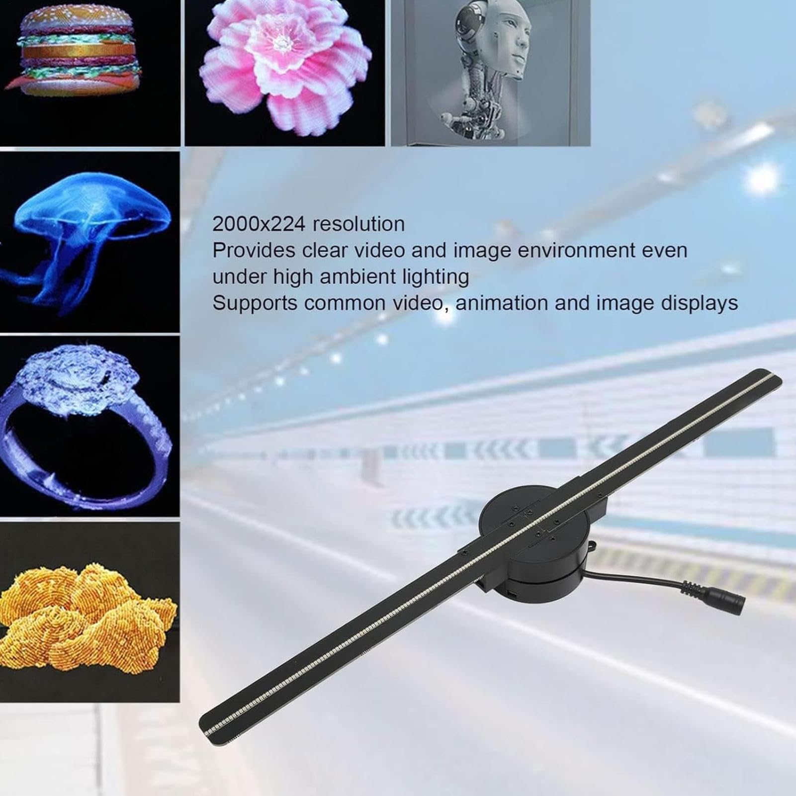 Proyector De Hologramas | Proyector De Ventilador LED con Holograma | Proyector Navideño con Mando A Distancia | Pantalla Publicitaria LED para Árbol De Navidad Halloween