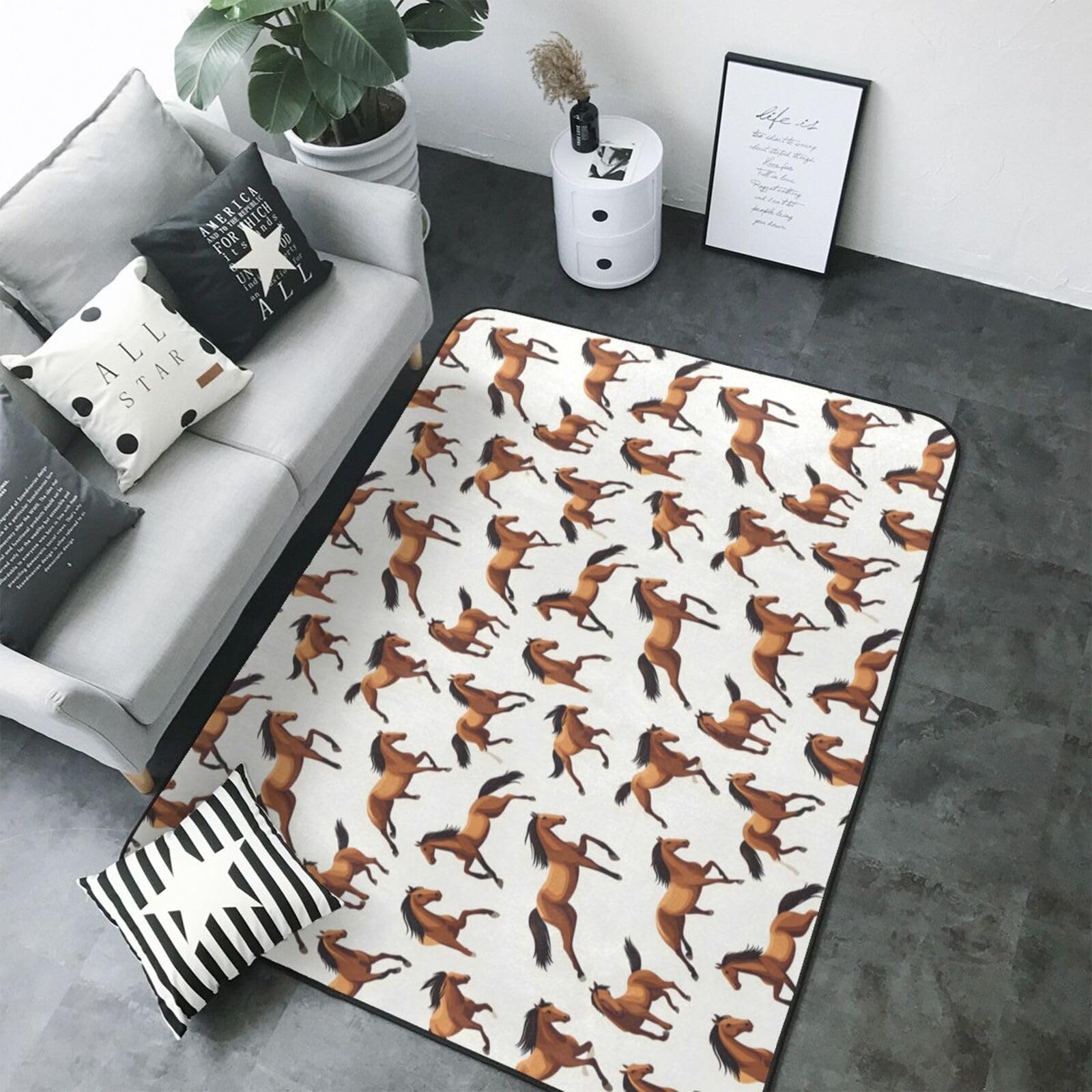 Tapis de salon marron grand format 203x147 cm au toucher doux haut de gamme