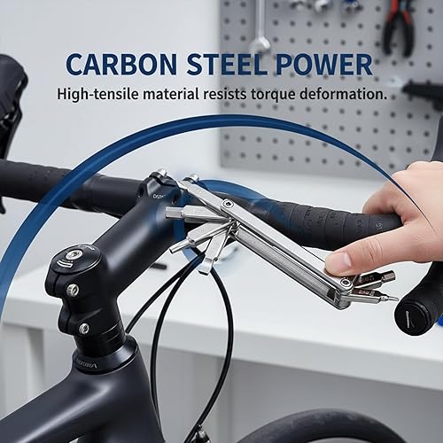 Miniatura 3 de Multiherramienta 8 en 1, kit de herramientas de reparación de bicicletas compacto con destornillador de cabeza plana pequeño y juego de llaves
