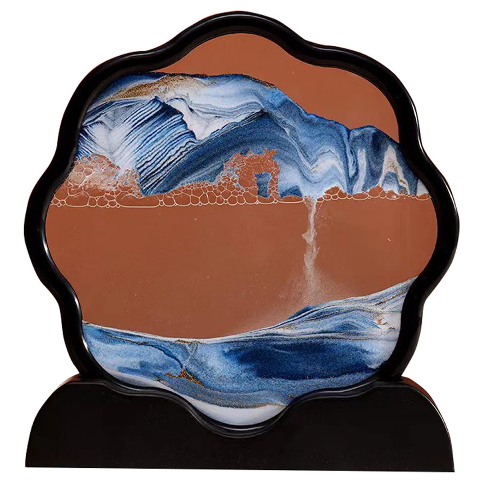 Meiiron 10IN, Black Frame Moving Sand Art, Sand Art Liquid Motion for Home Office Work Decoration, 3D Deep Sea Sandscapes Relaxation Hourglass Desk Decoration (Color : Blue)
