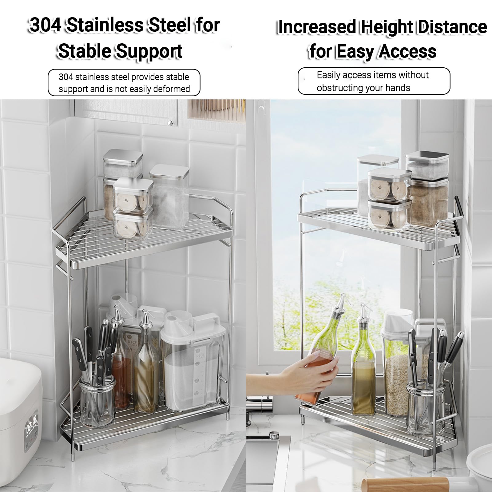 Estante De Ducha Sin Taladrar, Estante De Ducha De Esquina De Pie, Organizador Baño, Soporte Shampoo Chuveiro Acero Inoxidable, Doble Función (de Pie Y De Pared), Para Bañera Baño Y Coci(Size:3 Tiers)